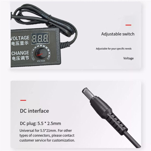 3-24V 3A Power Supply Adjustable Universal Switching Adapter,Variable Power Supply Converter with LED Voltage Display EU 2