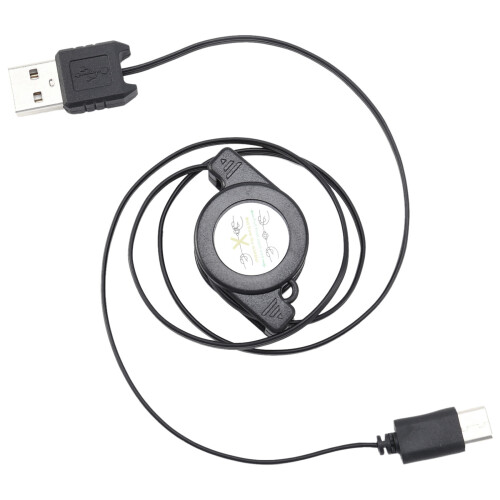 2X USB Type C USB 3.1 Retractable Cable Charger Charging Type-C USB-C Cable Black 2