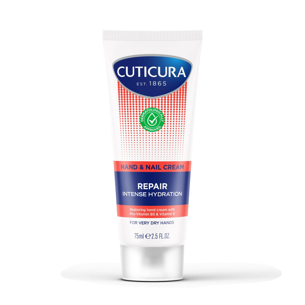 Cuticura Cream Repair Hand & Nail 75Ml, Intense Hydration, Softening, Protect Damaged Skin, Stronger Nails