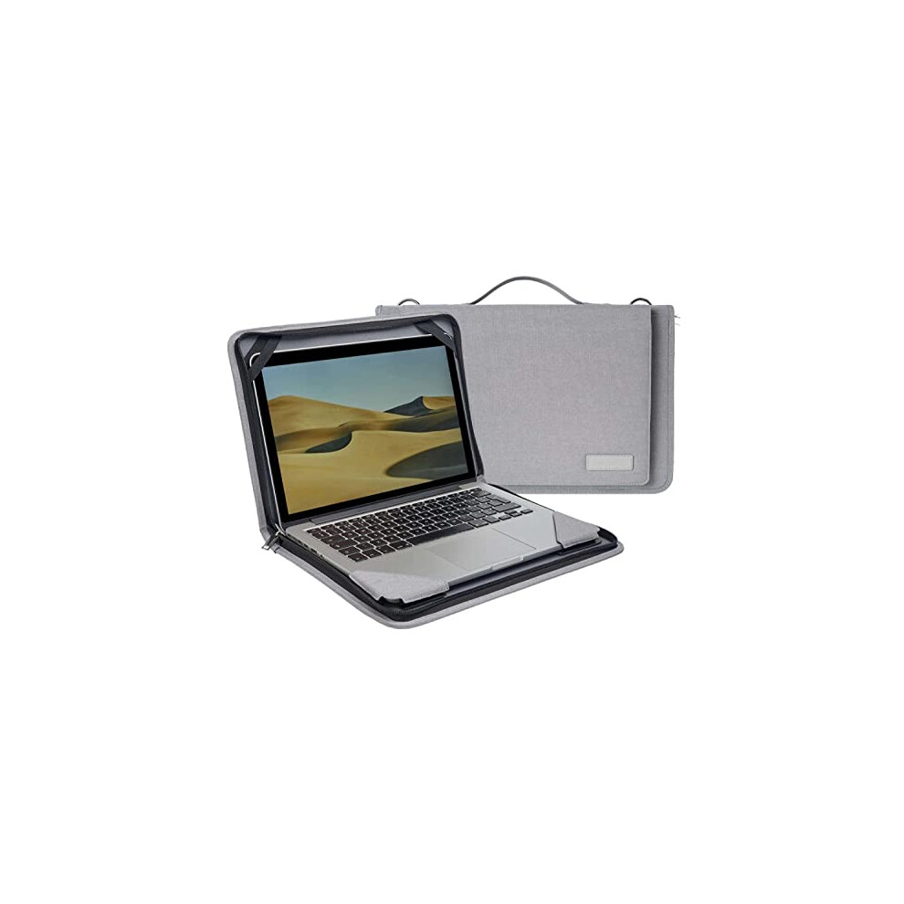 Leather Laptop Messenger Case - Compatible With Asus Chromebook Flip C436 14" Grey 5063093980968