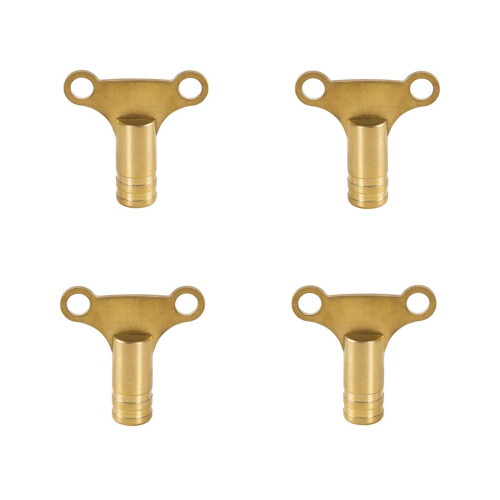 Solid Brass Radiator Bleed Key Hardware Easy Grip Clock Type Pack of 4
