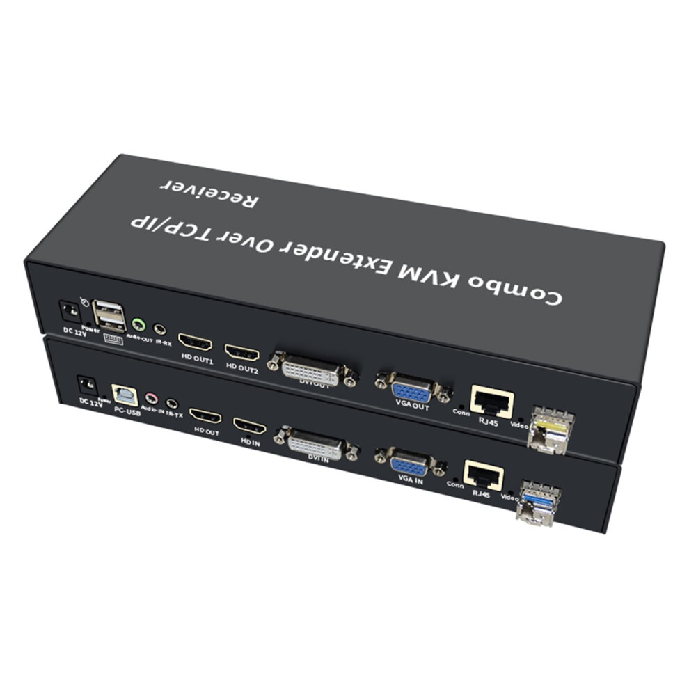 Xykjobc 120M Hdmi Kvm Extender,Multifunctional Hdmi/Dvi/Vga+Usb Fiber Optic Network Cable Kvm Extender Support 20Km Fiber Optic Extender Support Standalone