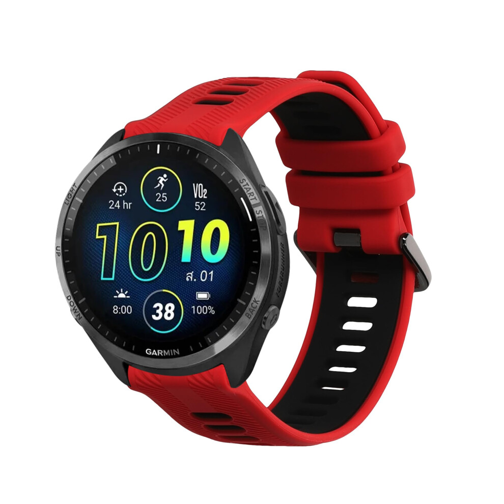 Strap Compatible With Garmin Forerunner 965/955 / 945/745 Strap - Replacement Silicone Watch Band - Red/Black 4067668050026