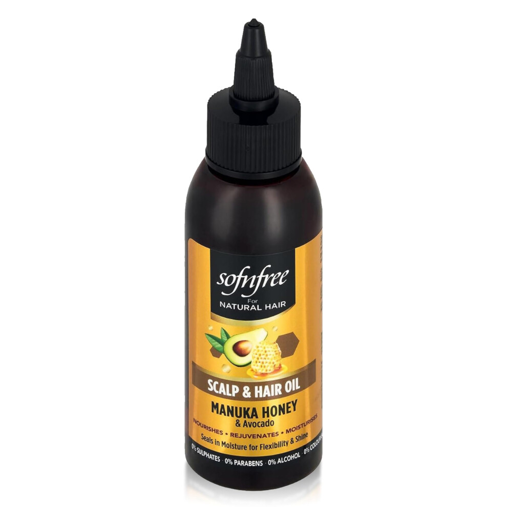 Sof N' Free Scalp Hair Oil With Manuka Honey And Avocado, Natural Hair Growth Oil For Stronger And Healthier, Nourishment For Dull & Weak Hair, Dry