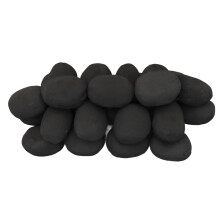 Gas Fire Pebbles – 30 Large Black Ceramic Pebbles (70mm x 50mm) | Heat Resistant Stones for Gas Fire, LPG Fire, Bio Ethanol Burner, Fire Pit,
