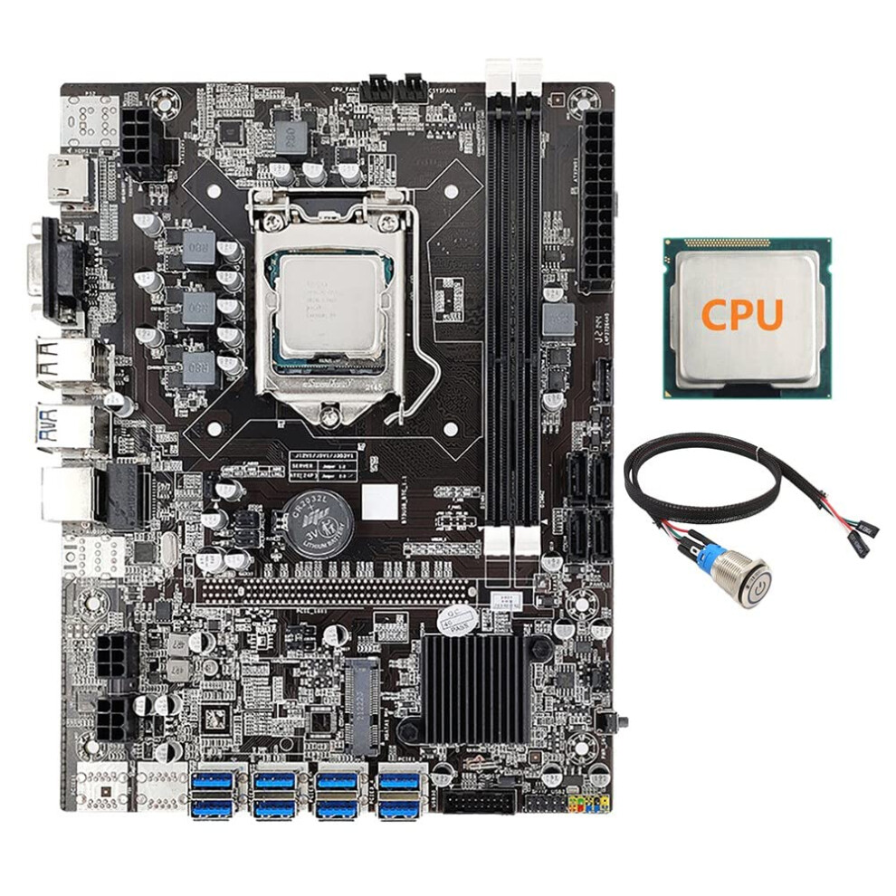B75 8 Card Btc Mining Motherboard+Random Cpu+Metal Button Switch Cable (1M) 8Xusb3.0(Pcie 1X) Lga1155 Ddr3 Ram Msata 4712265784071