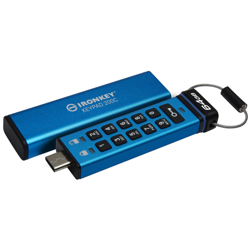 Kingston Ironkey Keypad 200C Type-C Hardware-Encrypted Usb Flash Drive Fips 140-3 Level 3 (Pending) With Xts-Aes 256-Bit Hardware Encryption -Ikkp200c/64Gb