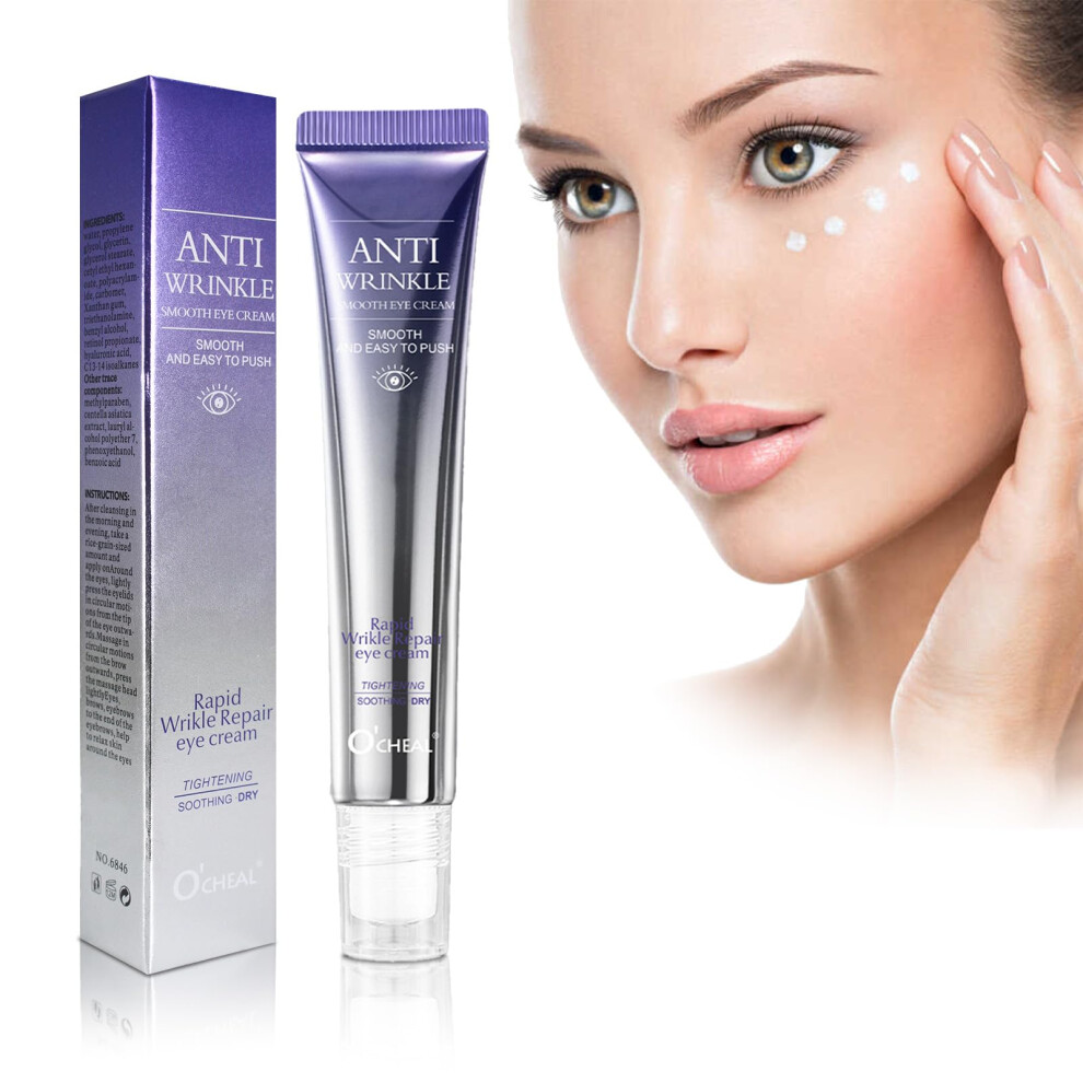 Mercham Retinol Eye Anti Aging, Under Eye With Cooling Roller For Circles And Puffy Eyes Bags, Reduce Fine Lines, Brightening & Moisturizing Cream/Dark