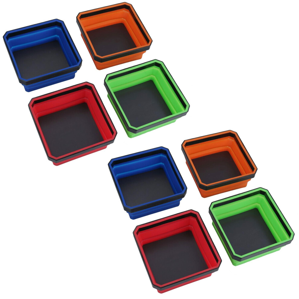 Collapsible Magnetic Parts Tray Dish Storage Bowl Holder Plastic Multicoloured 8Pc 5056663620616
