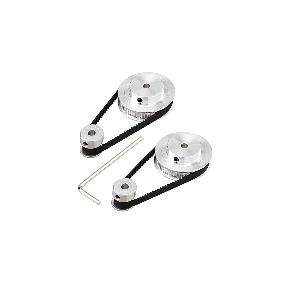 2 Kit Gt2 Synchronous Wheel 20&60 Teeth 5Mm Bore,Aluminum Timing Pulley With 2 Pcs Length 200Mm Width 6Mm Belt(Bore 5Mm) 4894923909382