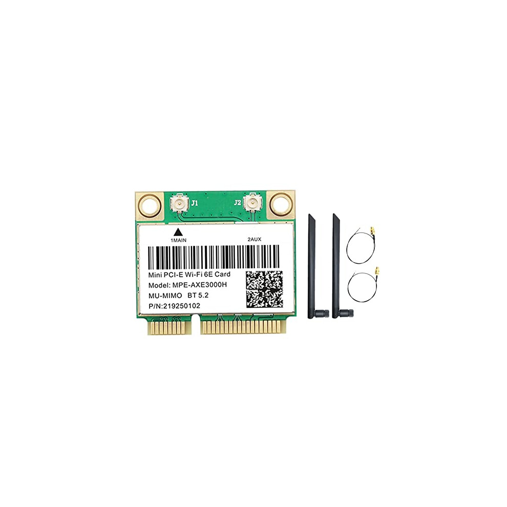 Axe3000h Wifi Card+Dual Antenna Wifi 6E 2400Mbps Mini Pci-E For Bt 5.2 802.11Ax 2.4G/5G/6Ghz Wlan Network Card 4712613269335