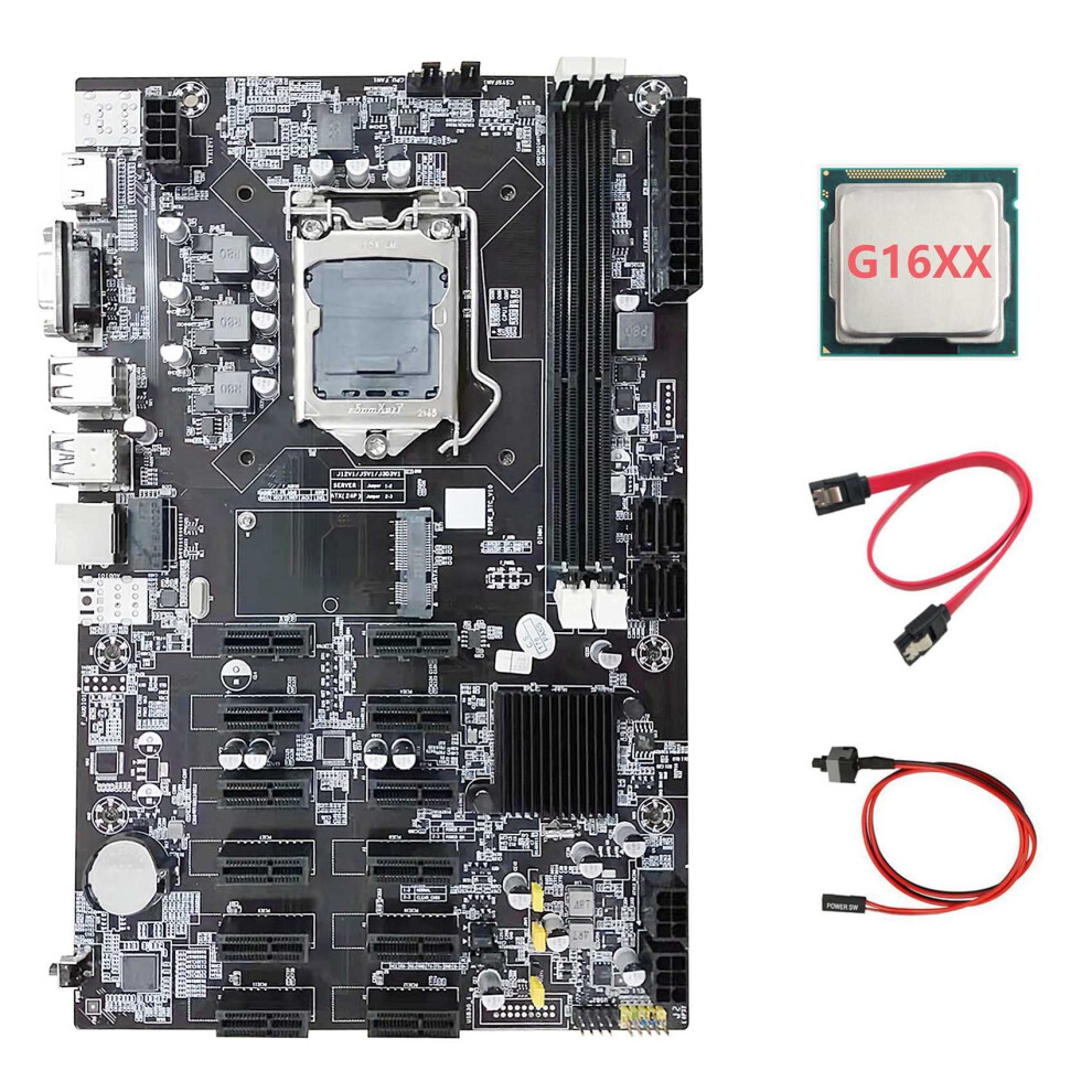B75 Eth Mining Motherboard 12 Pcie+G16xx Cpu+Sata Cable+Switch Cable Lga1155 Msata Ddr3 B75 Btc Motherboard 4713015203712