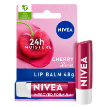 Cherry Shine Lip Balm (4.8g), Flavoured Lip Balm with Shea Butter, Natural Oils and Vitamins, Provides 24h Moisture and a Soft Red Shine, Vegan Lip