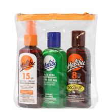 Sun Travel Tanning Essentials with Dry Oil Spray Medium Protection and After Sun Lotion, SPF 15 and 8, Multipack, 3 x 100ml