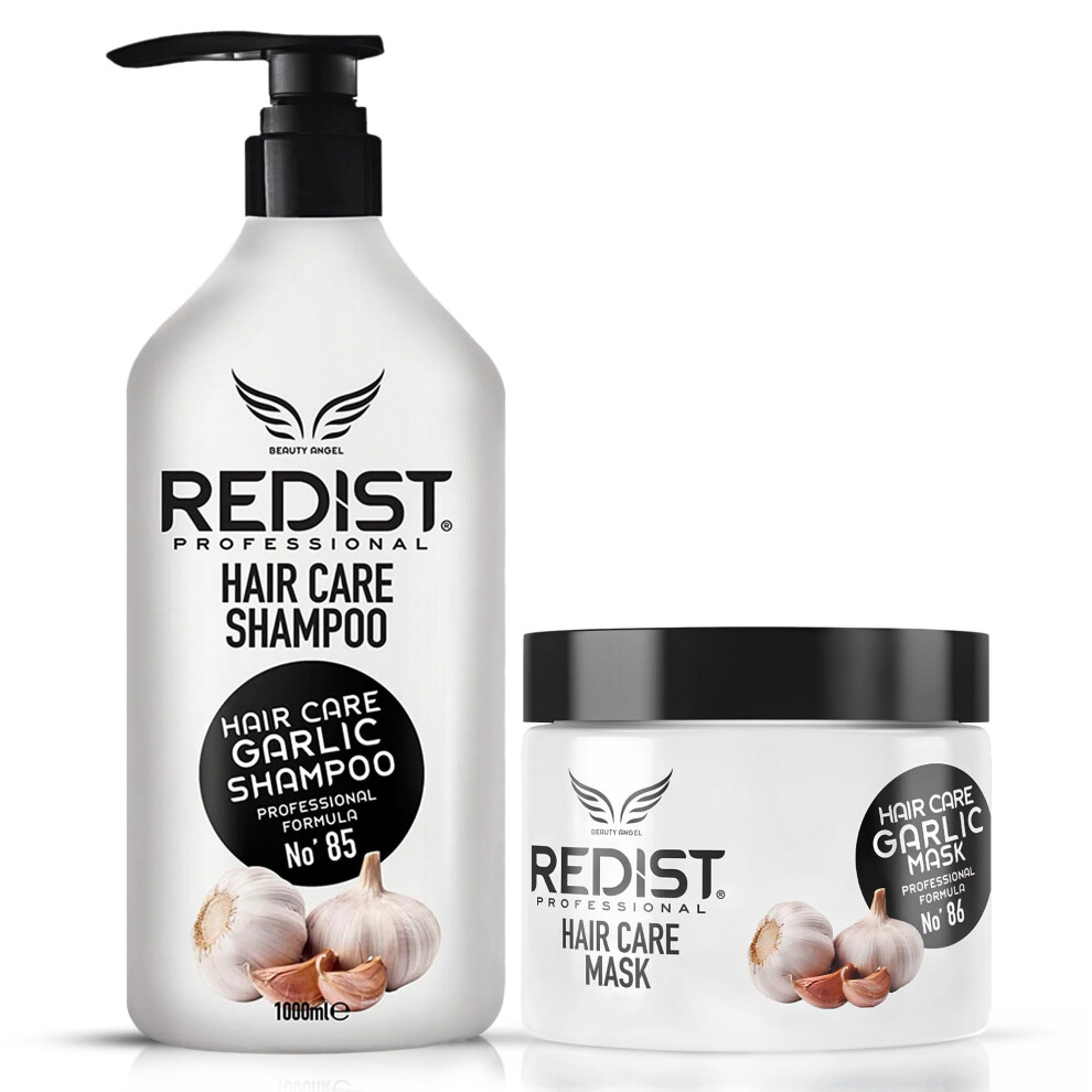Redist Garlic Shampoo 1000Ml + Garlic Hair Mask 500Ml | Anti Hair Loss & Strengthening Formula | Nourishes Fragile Dry Damaged Hair | Repairs, Moisturises &