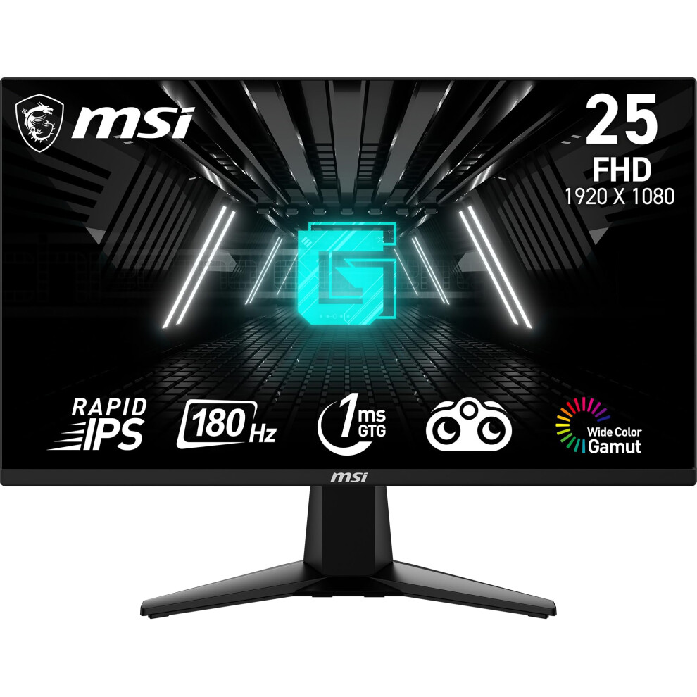 Msi G255f 25-Inch 1920 X 1080 (Fhd), Rapid Ips, Gaming Monitor 180Hz, Adaptive Sync, 1Ms, Hdmi, Displayport, Vesa Mountable, Tilt