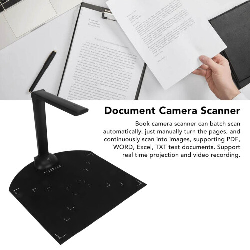USB Document Camera, 5MP A4 Document Scanner with CMOS Sensor and Auto Correction Function, OCR Text Recognition Scanner for Remote Teaching 1