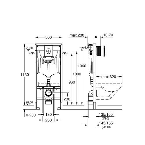 Grohe 1.2m Rapid SL WC Dual Flush Set 1