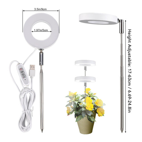 2PCS Full Spectrum LED Grow Light, Dimmable, Timer, 9cm 1