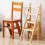 Solid Wood Folding Library Ladder Chair Step Ladders Step Chair Foldable 4-Step Stool Dual Purpose Stepladders 4-Step Climb Step Display Stand Flower 2