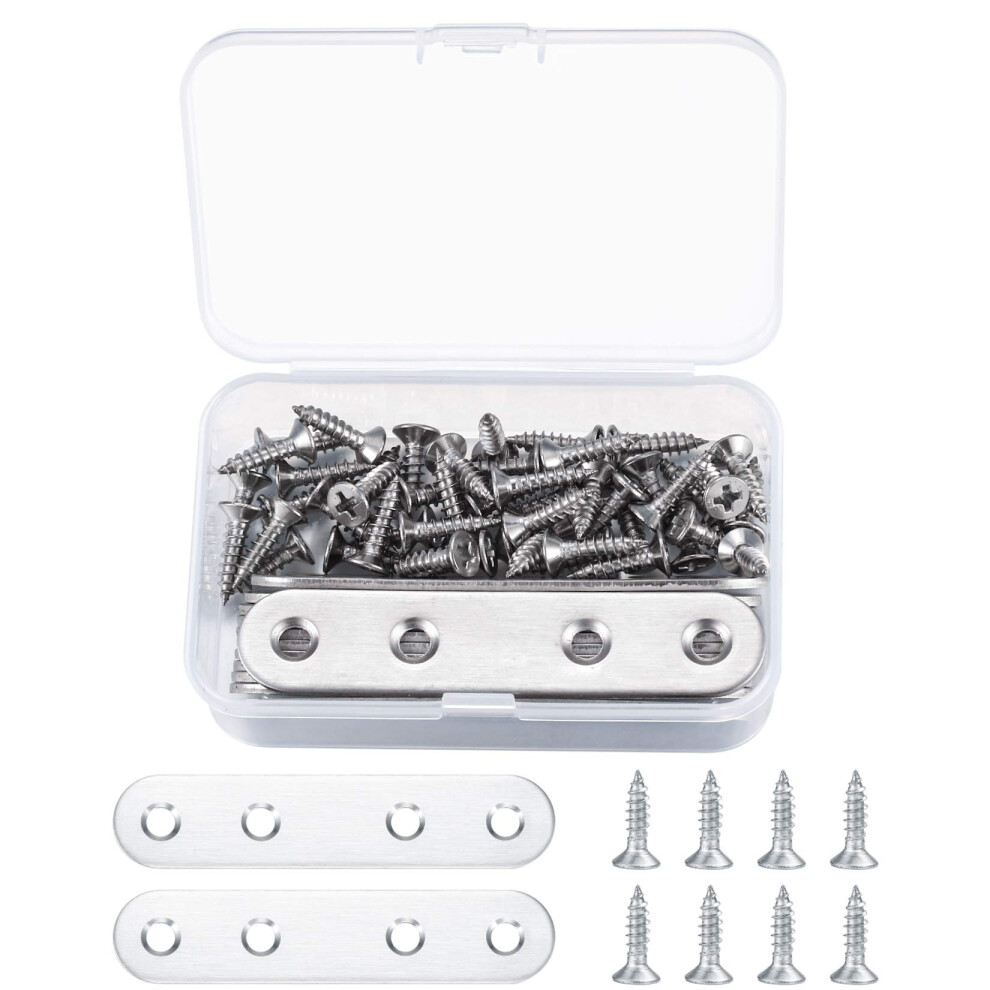 10Pcs Flat Straight Fixing Plates, Shelf Brackets & Supports Stainless Steel, Brace Brackets Fixing Mending Plates, Repair Joining Plates Straight 616366784807