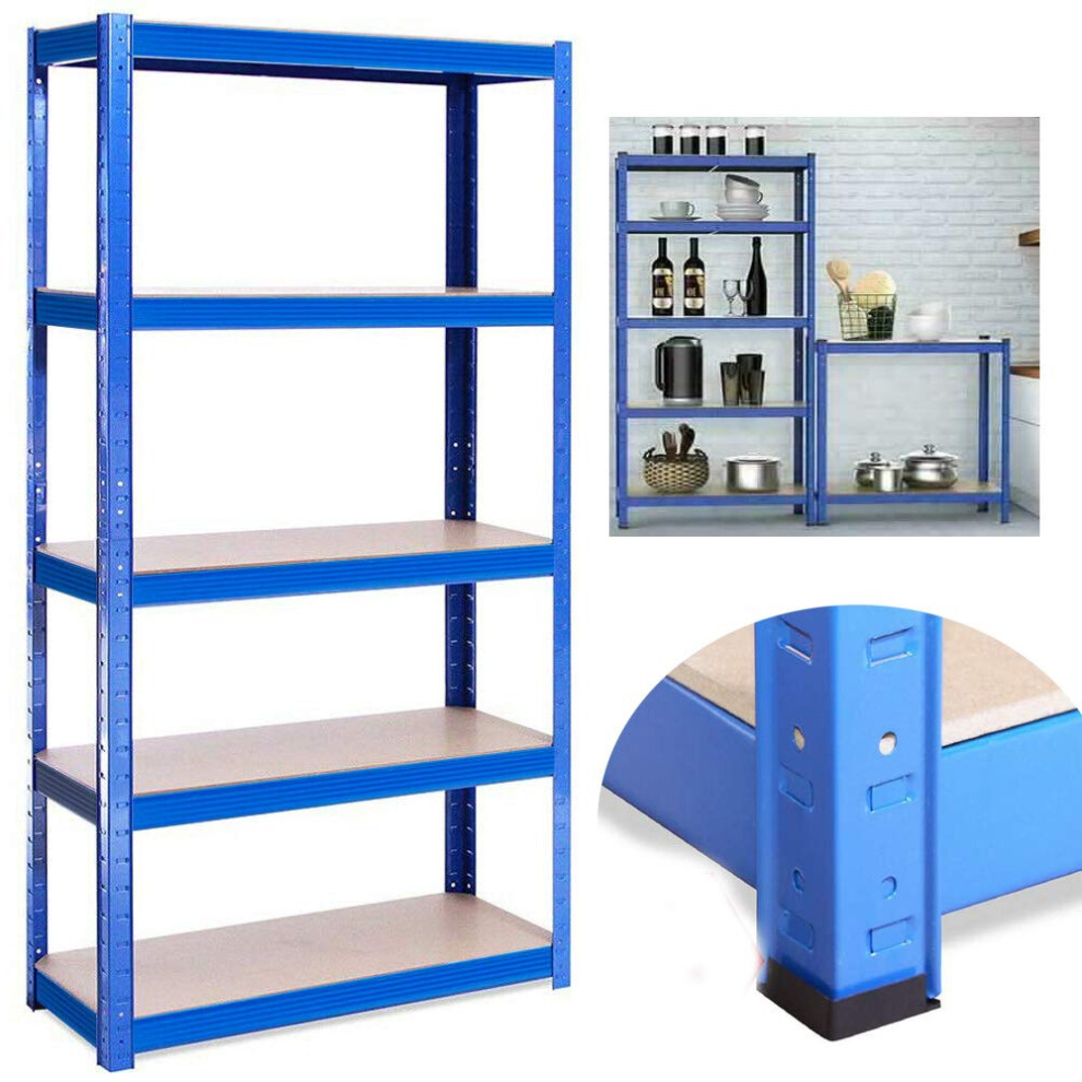 1.8M 5 Tier Heavy Metal Shelving Unit, For Workshop, Shed, Office, Garage, Blue 726312104501