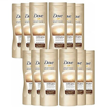 12 Pack Dove Visible Glow Self Tan Lotion Medium to Dark for Gradual Skin Tone, 400ml