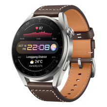 Watch 3 Pro - 4G Smartwatch, 1.43 Inch AMOLED Display, eSIM Telephony, 5 Days Battery Life, 24/7 SpO2 & Heart Rate Monitor, GPS, 5ATM, Brown Leather