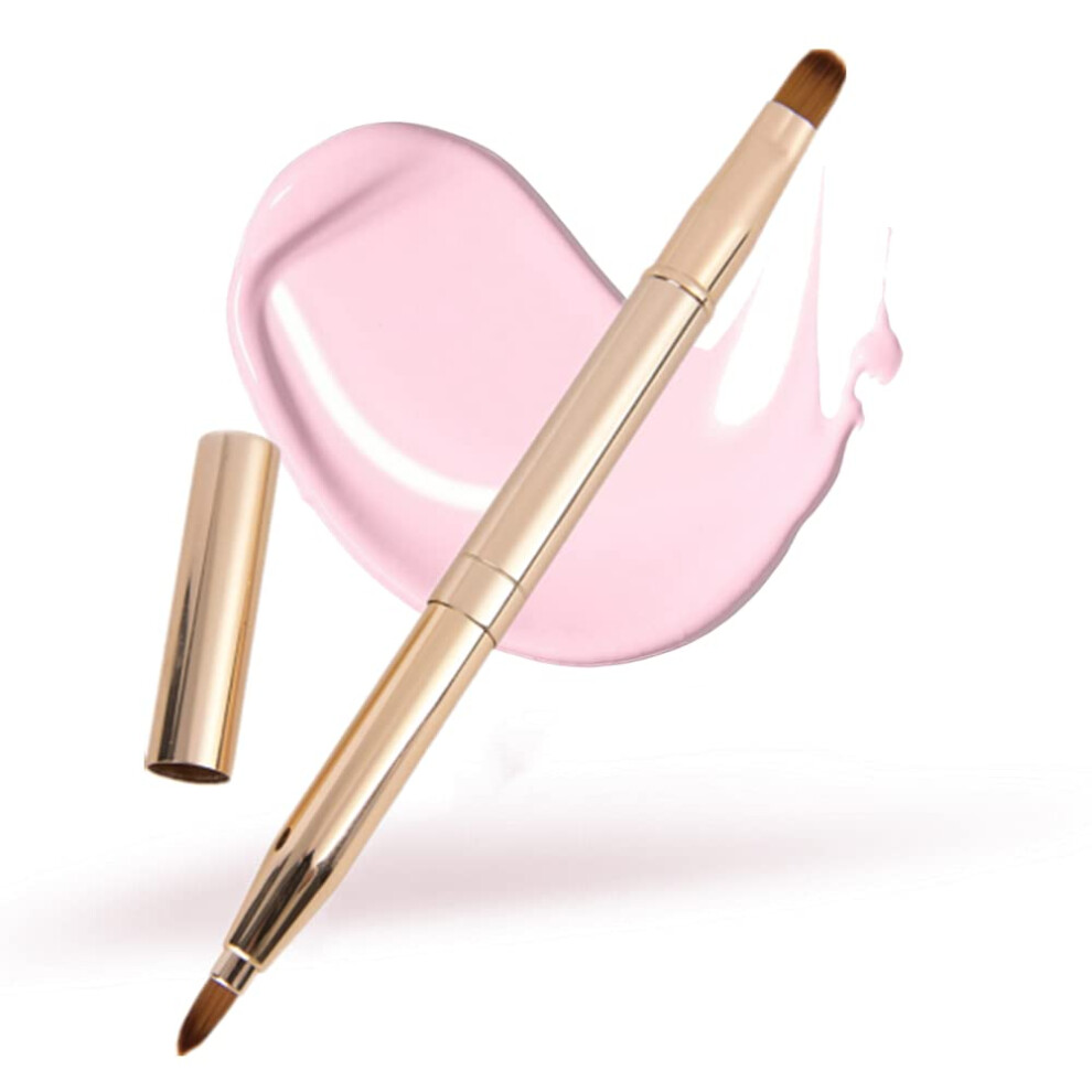 Cgjiang Retractable Lip Brush - Portable Dual End Lipstick & Eye Makeup Brush Set - Concealer & Eyeshadow Brushes - Lip Contour Tool