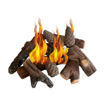 10-Piece Ceramic Wood Set, Decorative Wood for Bio-Ethanol and Gas Fireplaces