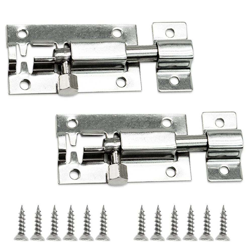 Door Bolts Lock Latch, 2 Pack Stainless Steel Sliding Bolt Latch Lock,Small Plate Latches For Securing Internal Doors For Bedrooms, Bathrooms, 751717041533