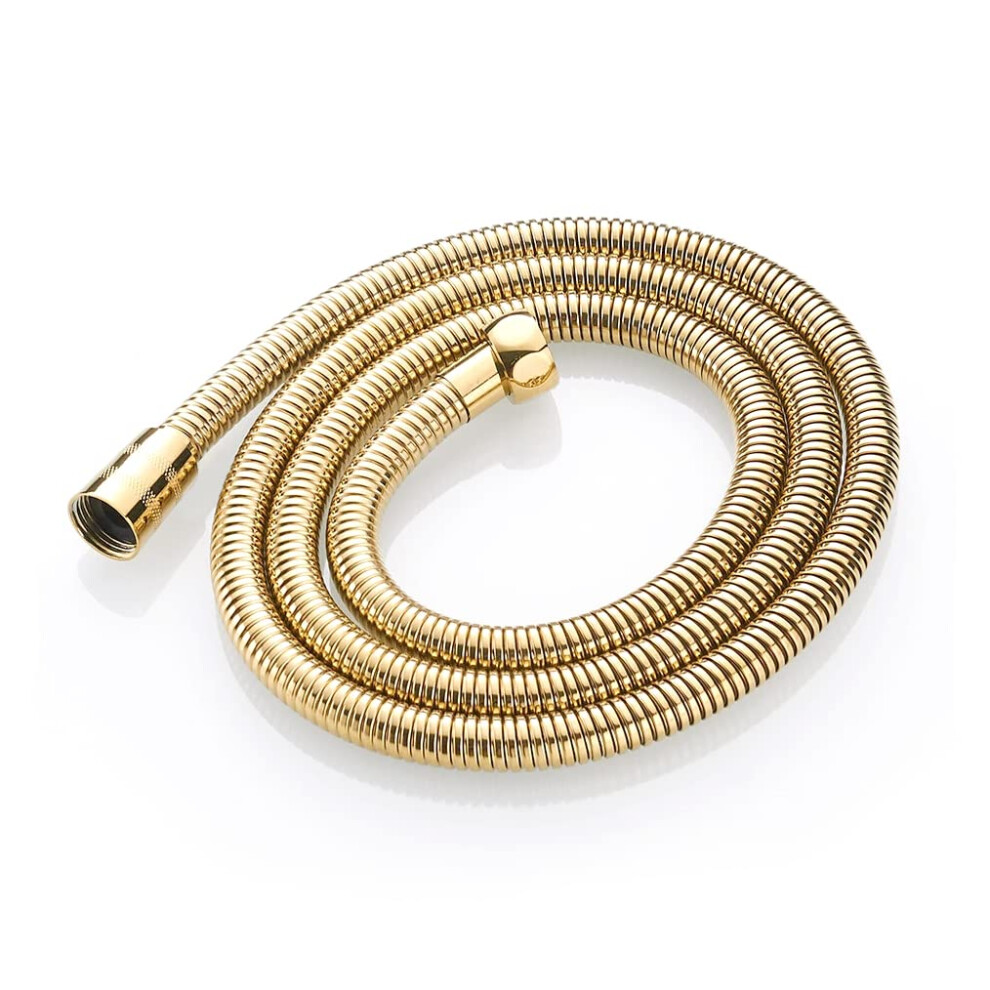 Xcel Home 1.2M Gold Leakproof Flexible Stainless Steel Anti-Kink Shower Hose With Solid Connector 5060962530231