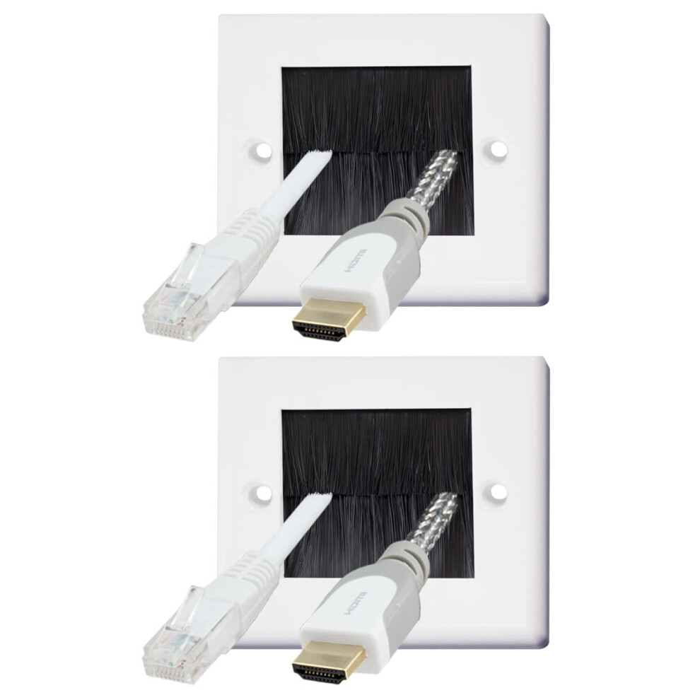 Black Brush White Surround Single 1 Gang Wall Outlet Cable Entry Plate Tidy Mount Face Plate Wall Plate (2) 5060503876002