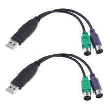 2PCS PS2 to USB Adapter PS2 Keyboard and Mouse to USB Converter Cables Y Splitter Adapter Plug and Play Support PS2 Port of KVM Switch 20cm