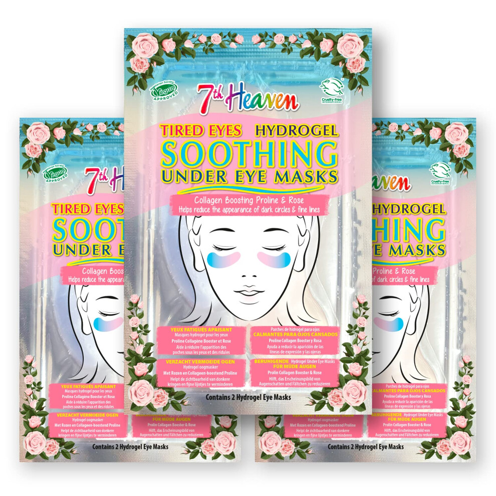 7Th Heaven Dark Soothing Under Eye Mask Â 3 Pairs Of Under Eye Hydrogel Masks With Collagen & Roseâ Rejuvenating And Depuffing Skincare For Circles,