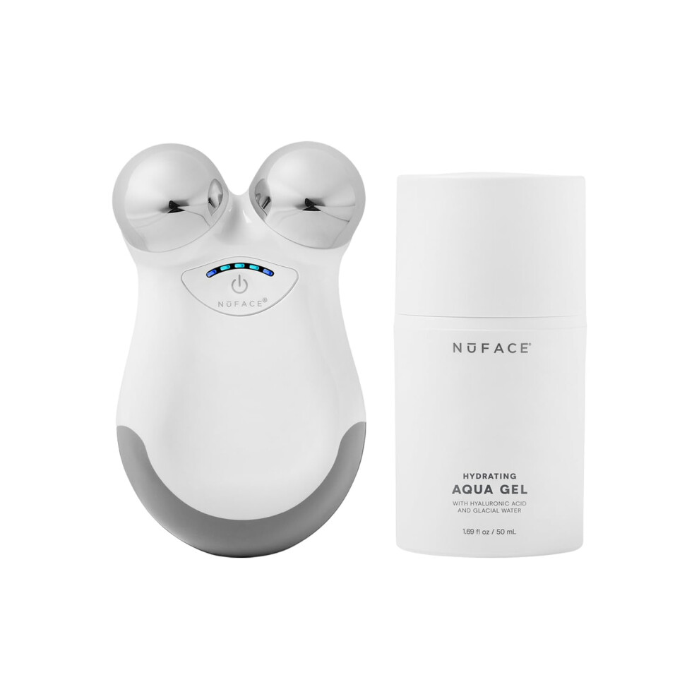 Nuface Mini Classic Microcurrent Facial Device Kit - Face Sculpting Tool & Neck Tightening Device To Contour & Smooth + Activating Aqua Conductive Gel For