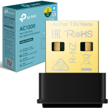 Archer T3U Nano WiFi Dongle, AC1300 Wireless USB 2.0 wifi Adapter, Dual-Band Wi-Fi Dongle, MU-MIMO, Supports Windows 10/8.1/8/7, Mac OS 10.15 and