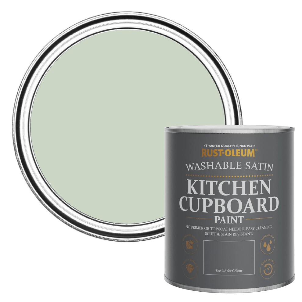 Green Scrubbable Kitchen Cupboard Paint In Satin Finish - Laurel Green 750Ml 5013296481038