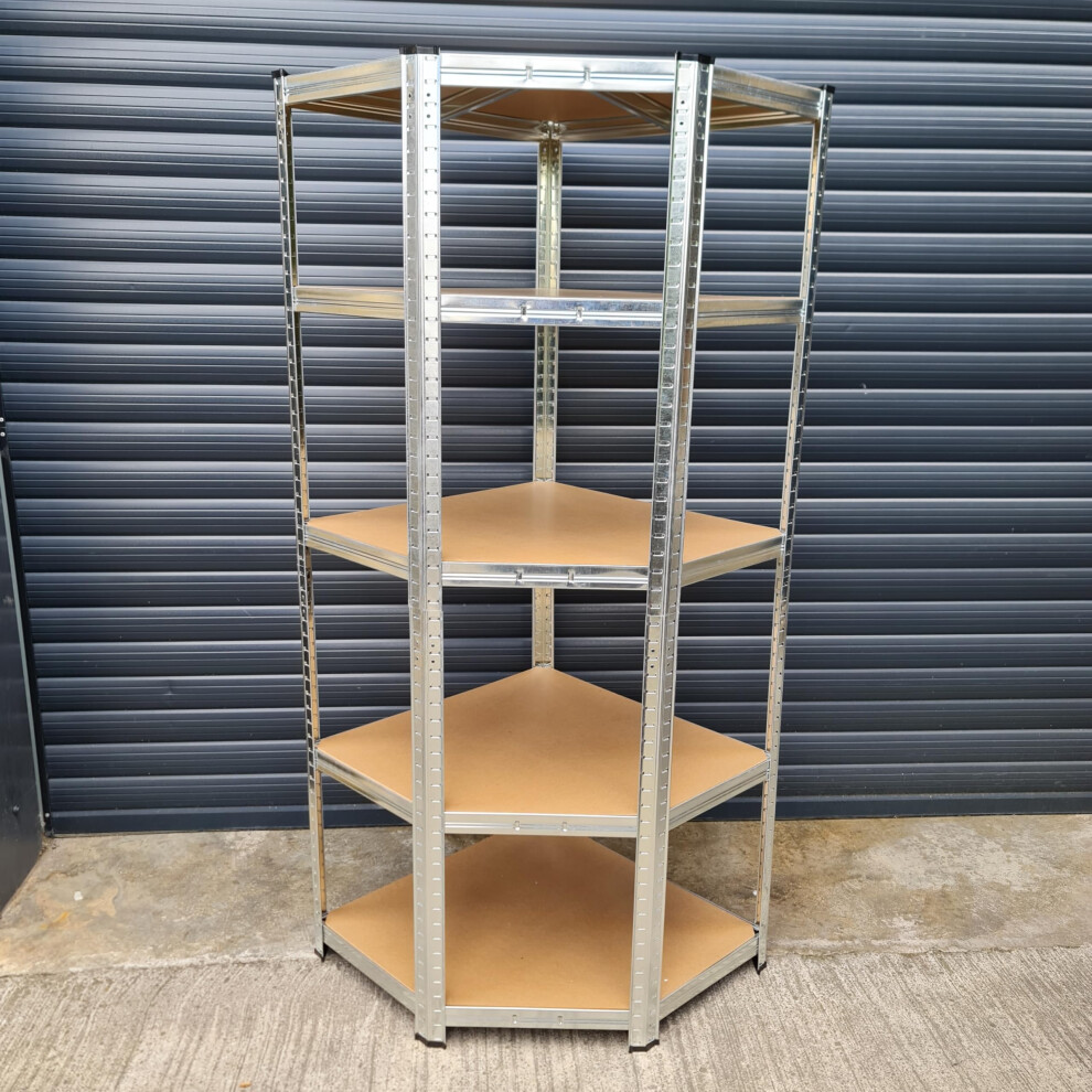 Tmz Racking Shelving Unit Corner Metal Shelves Garage Storage 1 Bay 90Cm X 40Cm X 180Cm Boltless 5 Tier Mdf & Steel 240Kg Per Shelf Shed Warehouse 5060919760629
