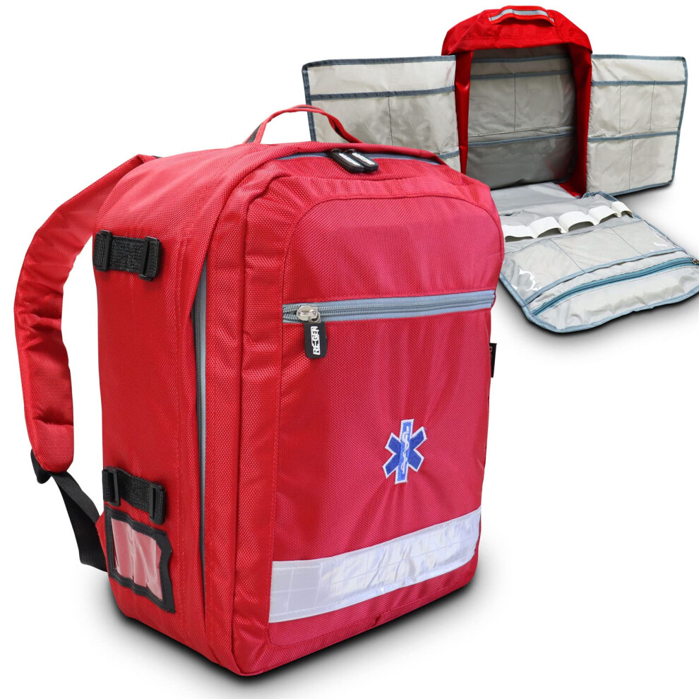 Re-Gen Red Easy Access Empty Emt Trauma Bag Emergency First Aid Responder Medical Multi-Compartment Rucksack Backpack Bag (Red)