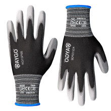 Thin Work Gloves PU Coated 12 Pairs, KG15P, Nylon Liner with Flexible Polyurethane Coating Lightweight Safety Work Gloves for Precision Handling Work,