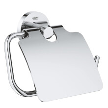 Start QuickFix Toilet Roll Holder with Cover (Metal, Concealed Fastening, Including Screws and Dowels, Extra Easy to Fit with GROHE QuickGlue), Size
