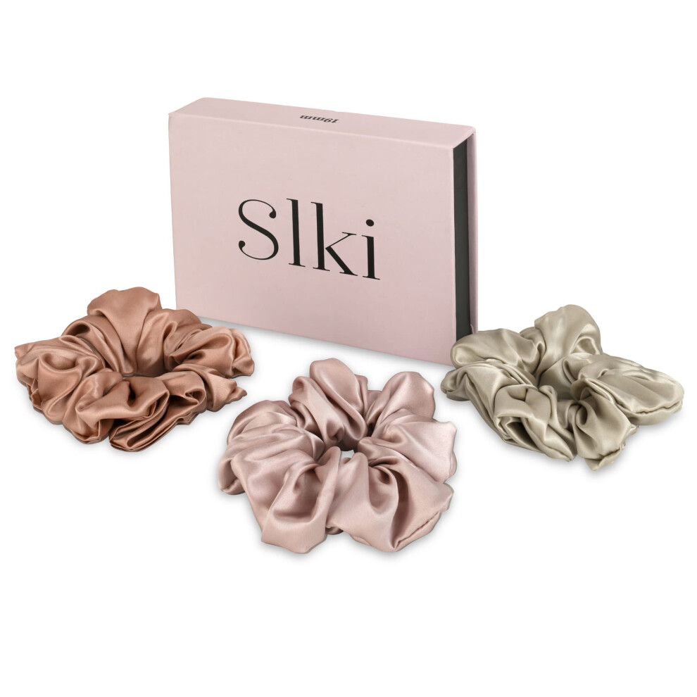 Unisex Slki Premium Silk Hair Scrunchies - Soft, Gentle, Frizz-Reducing Hair Ties | Mulberry Silk | Hypoallergenic, Smooth, No Crease, Stylish & Durable Hair