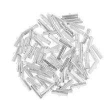 100pcs Clamp Cord Crimp End Cap Tip Bracelet Connectors 25mm Sliver