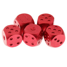 Aluminum Alloy Round Corner Metal Dice with Dots for D&D RPG   Red