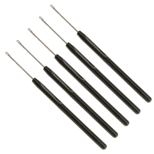 5 Pieces Pulling Hook Needle Tools for Micro Ring Hair Extensions Blac