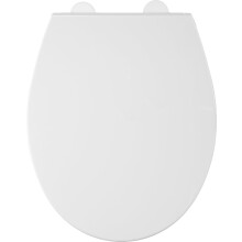 Capri Oval Toilet Seat Soft Close and Quick Release Button - with Adjustable Hinges to Fit All Standard Toilets, Heavy Duty White Polypropylene,