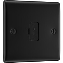 BG Electrical Unswitched Fused Spur Connection Unit, Double Pole, Raised and Slim Profile, Round Edges, Nexus Metal, Matt Black, 13A, NFB54