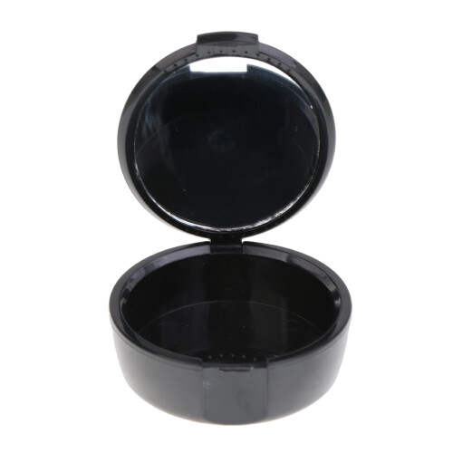 Plastic Denture Storage Box False Teeth Case Container with Mirror Bla