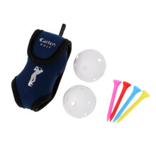 Clip-on Golf Ball Holder Belt Bag Plus 2 Golf Balls and 4 Tees Sets Bl